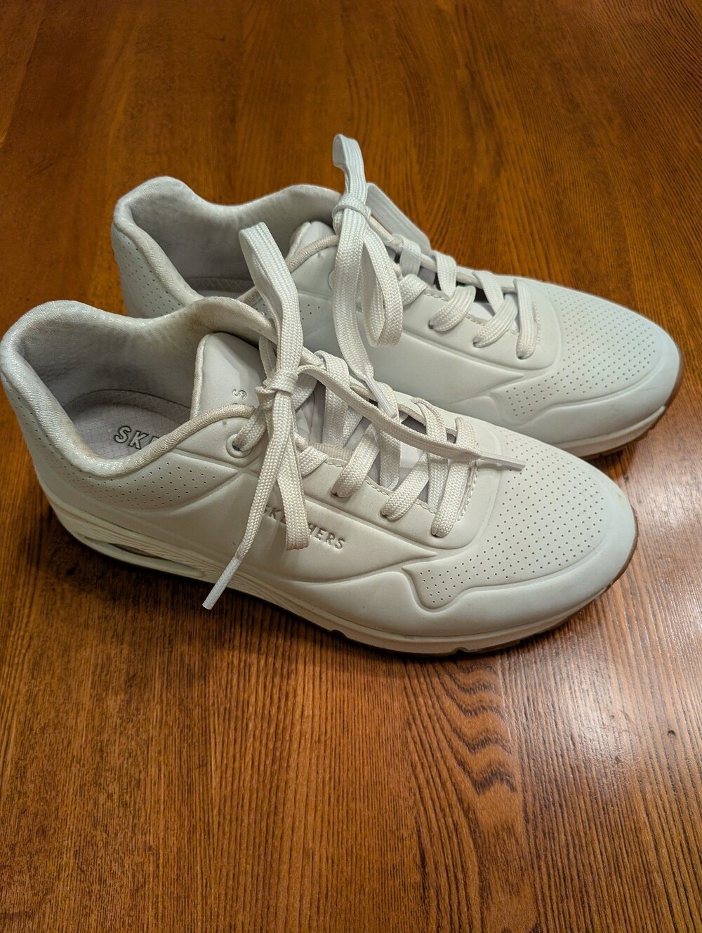 Skechers Men's White Lace-Up Casual Sneakers